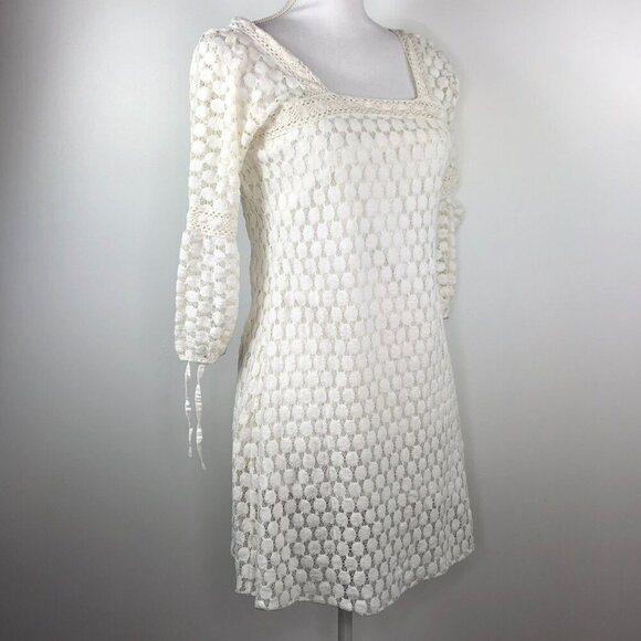 Solitaire Dresses & Skirts - Solitaire by Ravi Khosla White Crochet Lace Dress Medium Fairy Cottagecore